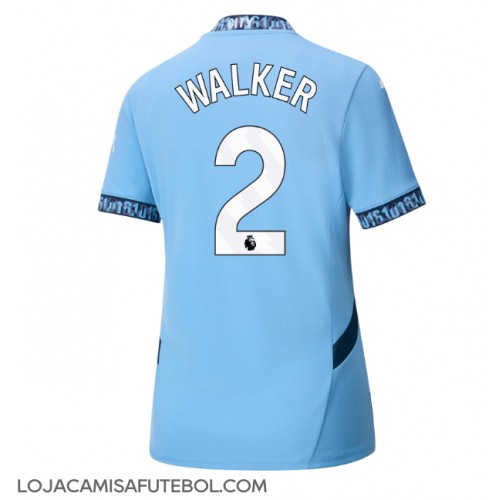 Camisa de Futebol Manchester City Kyle Walker #2 Equipamento Principal Mulheres 2024-25 Manga Curta